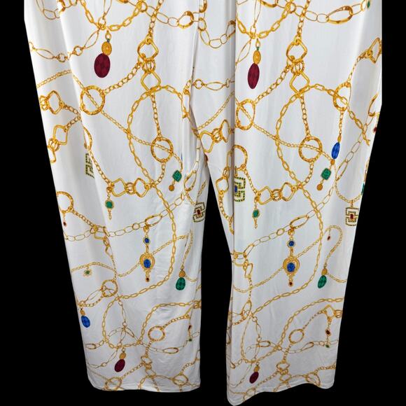 Susan Graver Regular Printed Liquid Knit Pull-On Wide Leg Pants Ivory 2X NWOT - Picture 3 of 7